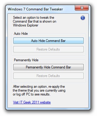 Image de Windows 7 Command Bar Tweaker